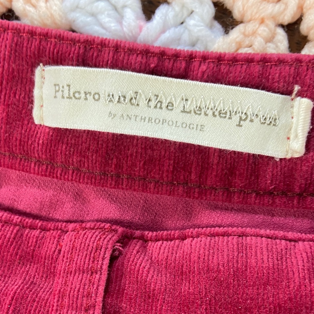 Pilcro and the Letterpress 28 Cranberry Red corduroy velvet stretch skinny pants - Picture 6 of 13